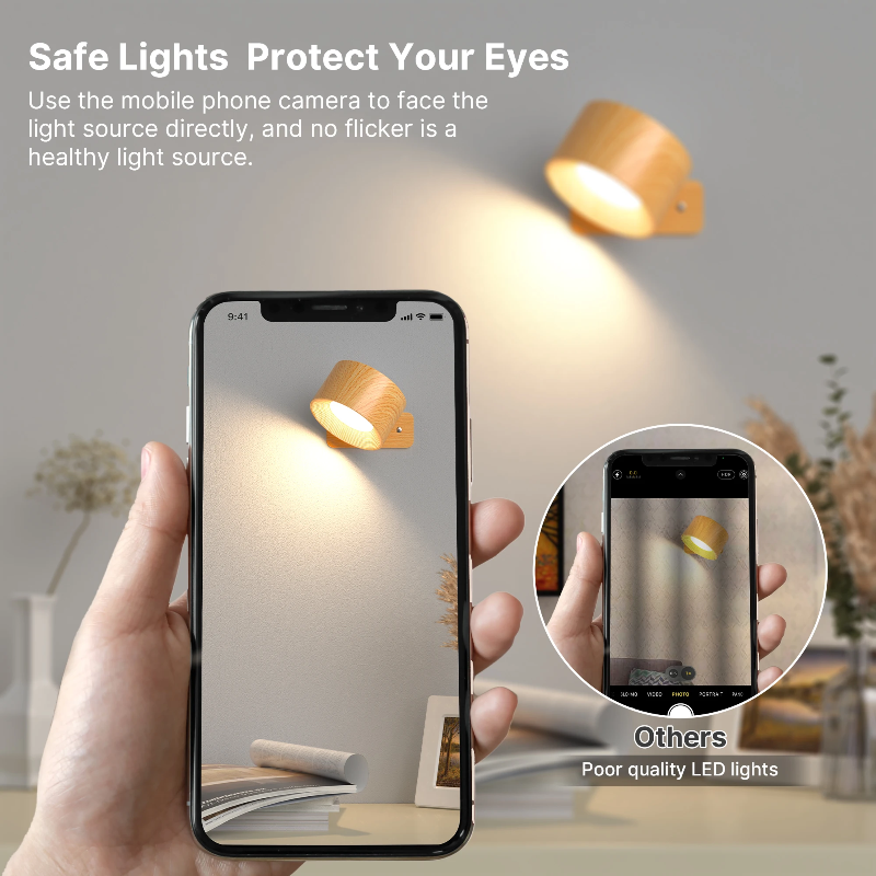 Touch Control LED Wall Lamp with 360° Rotating Head – Cordless Design