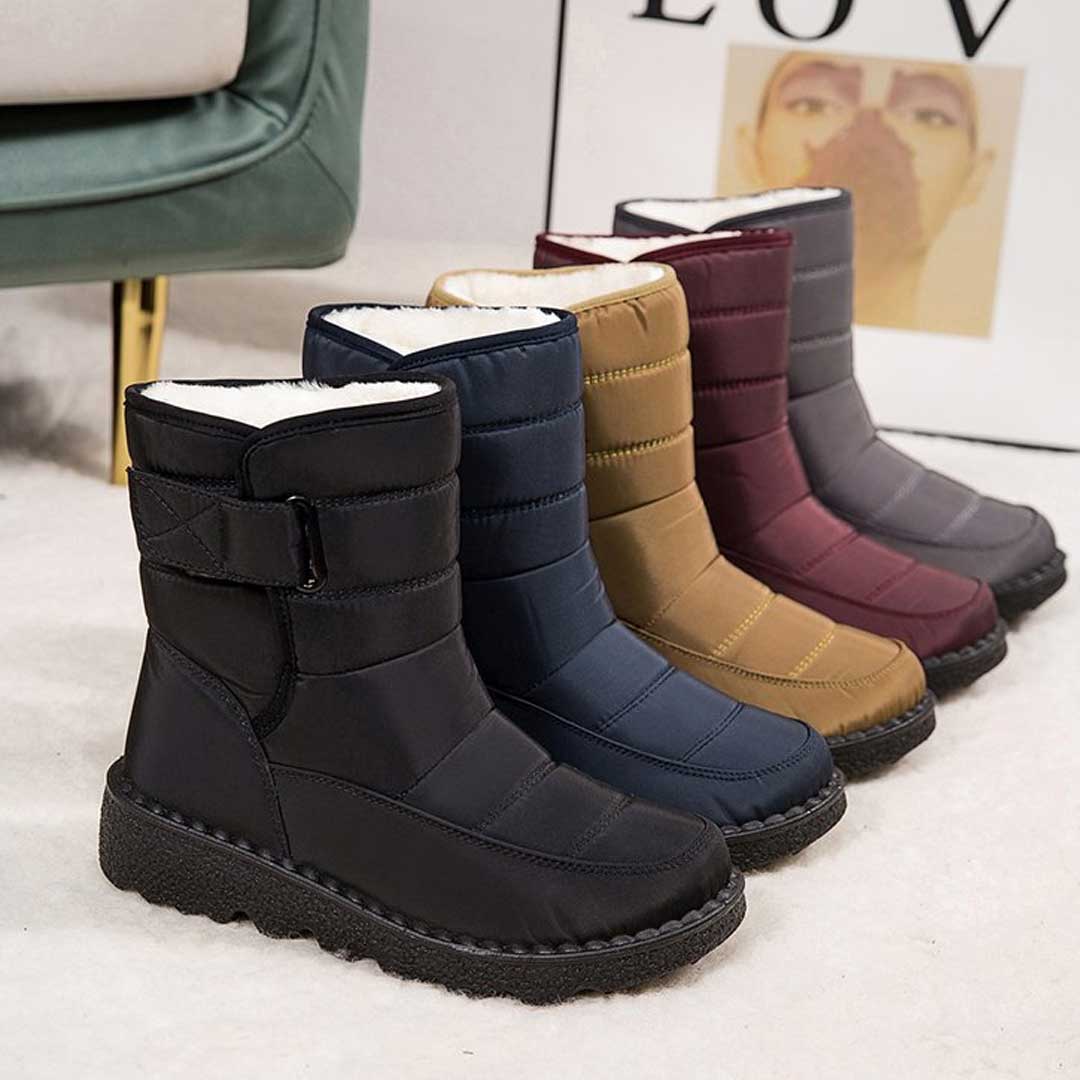 Women’s Waterproof Winter Boots | Quilted Insulated Design | Non-Slip Polyurethane Sole | Adjustable Buckle Strap