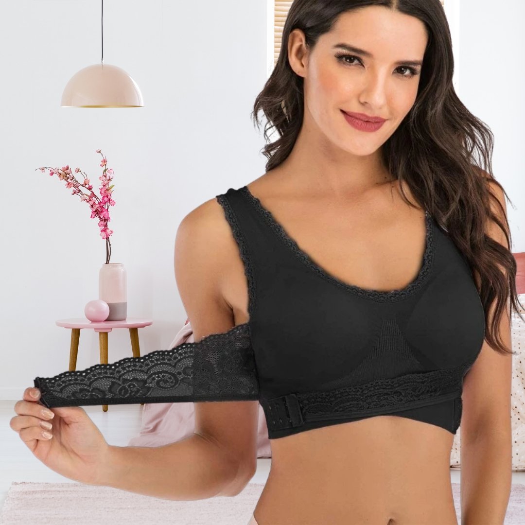 Wireless Lace Bralette | Wire-Free Support & Adjustable Crisscross Straps | Breathable Seamless Fabric | Posture Improvement & Natural Lift