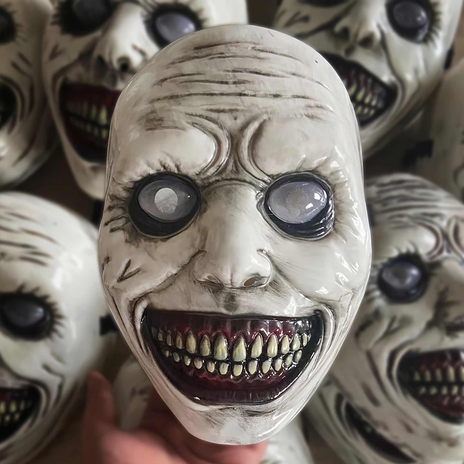 Halloween Demon Skull Costume Mask with Red Teeth and Big Eyes