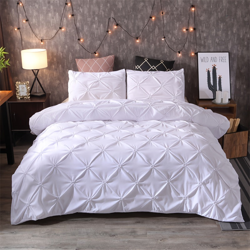 Duvet Cover Set | Quilted Texture | Breathable All-Season Comfort | Polyester