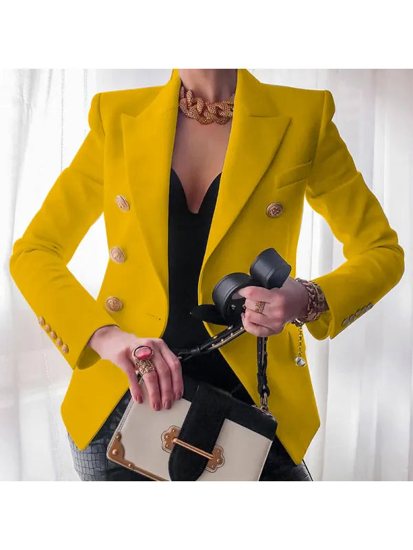 Women’s Blazer | Double-Breasted Tailored Design | Cotton Blend & Thermal Lining | Versatile Formal Wear