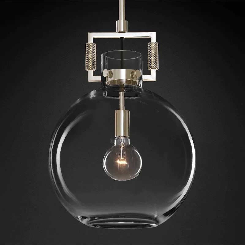 Munda Globe Pendant — Glass and Copper Kitchen Island Light Fixture