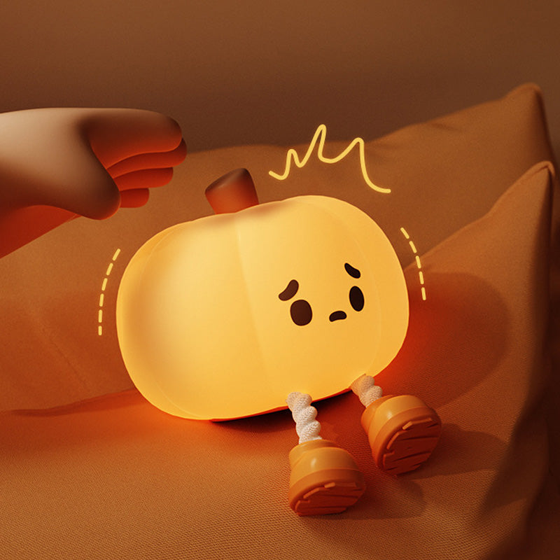 Silicone Pumpkin Night Light with Dimmable Glow for Halloween Decor