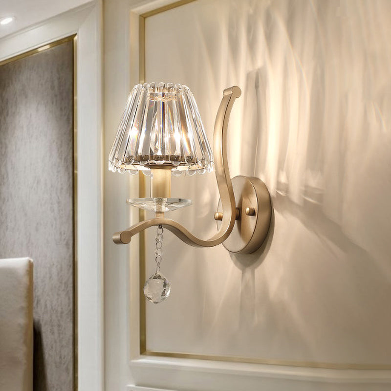 Taavita Prism Antiqued Gold Conical 1 Head Minimalist Wall Mount Sconce Light Fixture