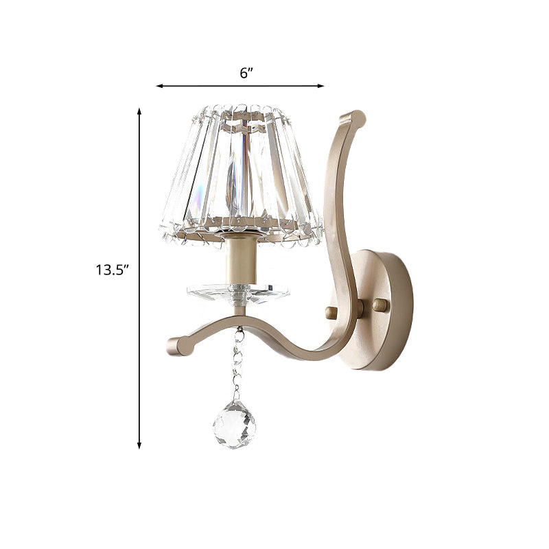 Taavita Prism Antiqued Gold Conical 1 Head Minimalist Wall Mount Sconce Light Fixture