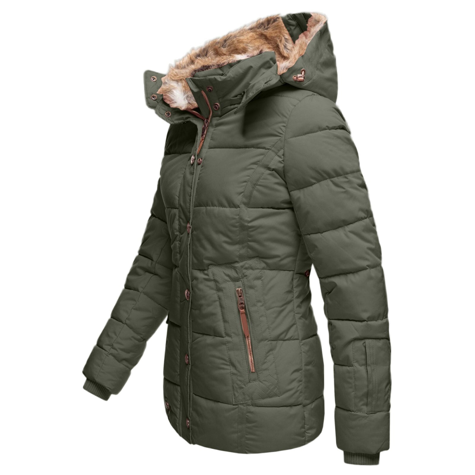 Women’s Winter Coat | Water-Repellent Cotton & Fleece Lining | High Collar & Hood | Comfortable Warmth