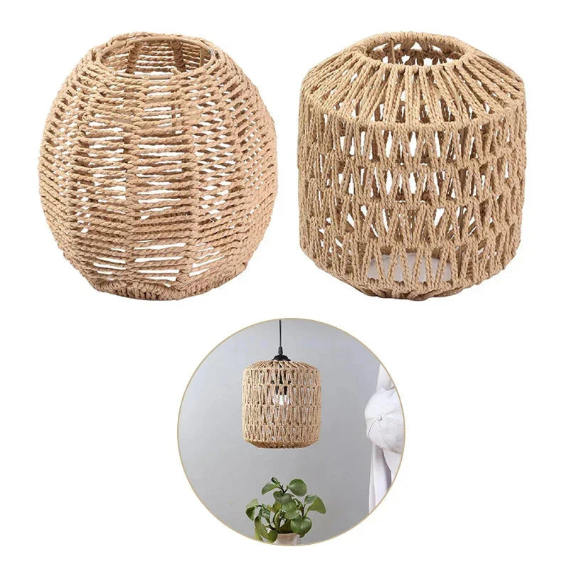 Selune — Vintage Style Simulated Rattan Lamp Shade with Warm Glow