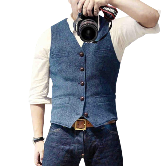 Men's Vest | Single-Breasted Tailored Fit | Cotton & Wool Blend | Versatile Style for All Seasons