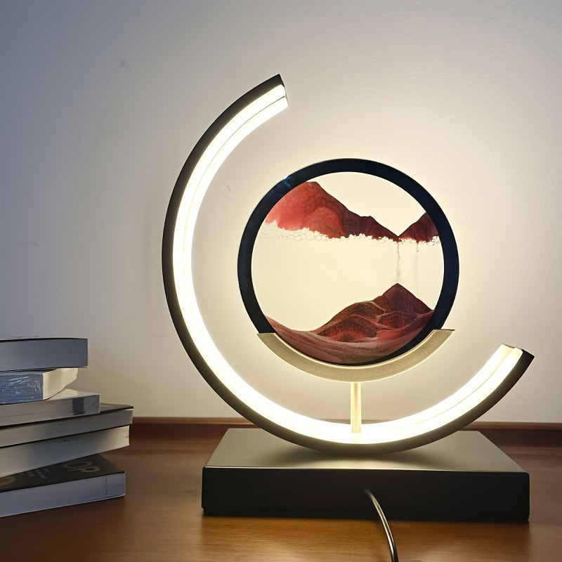 Tranquil Flow Hourglass Lamp – Soothing LED Sand Art Decor