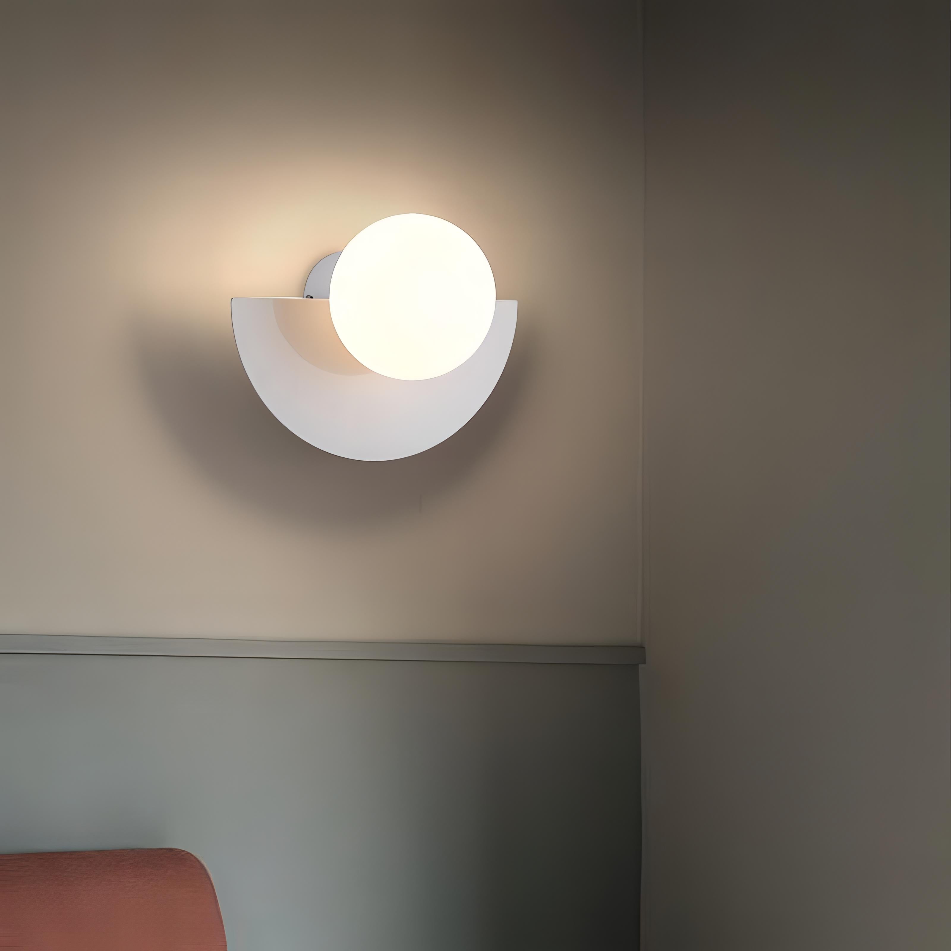 Wall Lamp | Nordic Semicircle Shade & Globe Diffuser | Metal Construction | Energy-Efficient LED Lighting