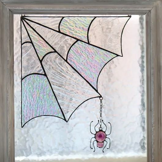 Halloween Acrylic Spiderweb Door Topper with Iridescent Glow Decor