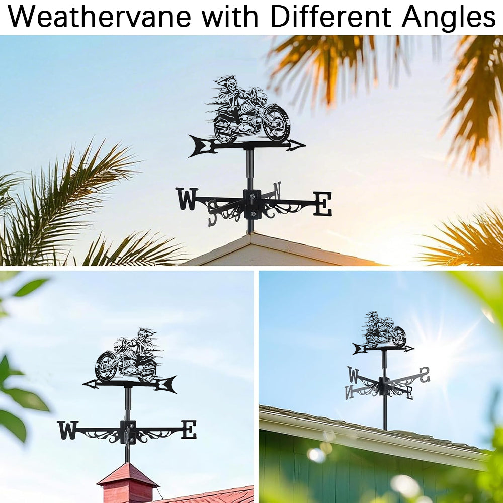 Skull Motorcycle Halloween Weathervane Stainless Steel Outdoor Decor