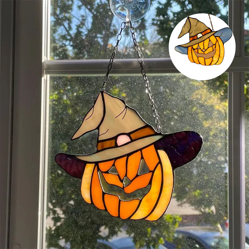 Halloween Hanging Pumpkin Ornament with Glowing Light and Hat Design