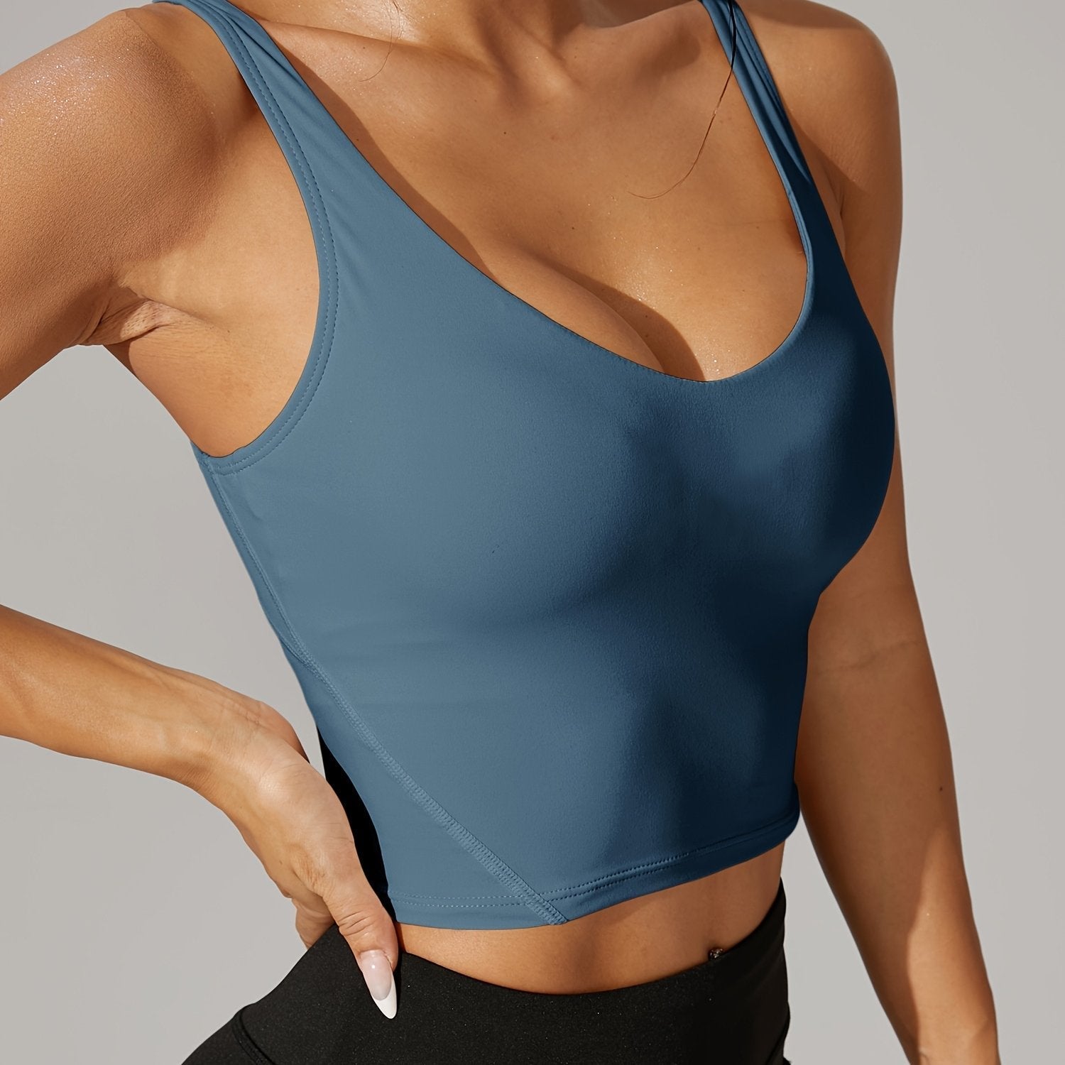 Versatile Backless V-Neck Crop Top for Active Lifestyles