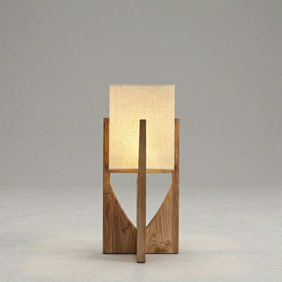 LED Floor Lamp with Bamboo and Wood | Chrome Finish | 53cm & 82cm