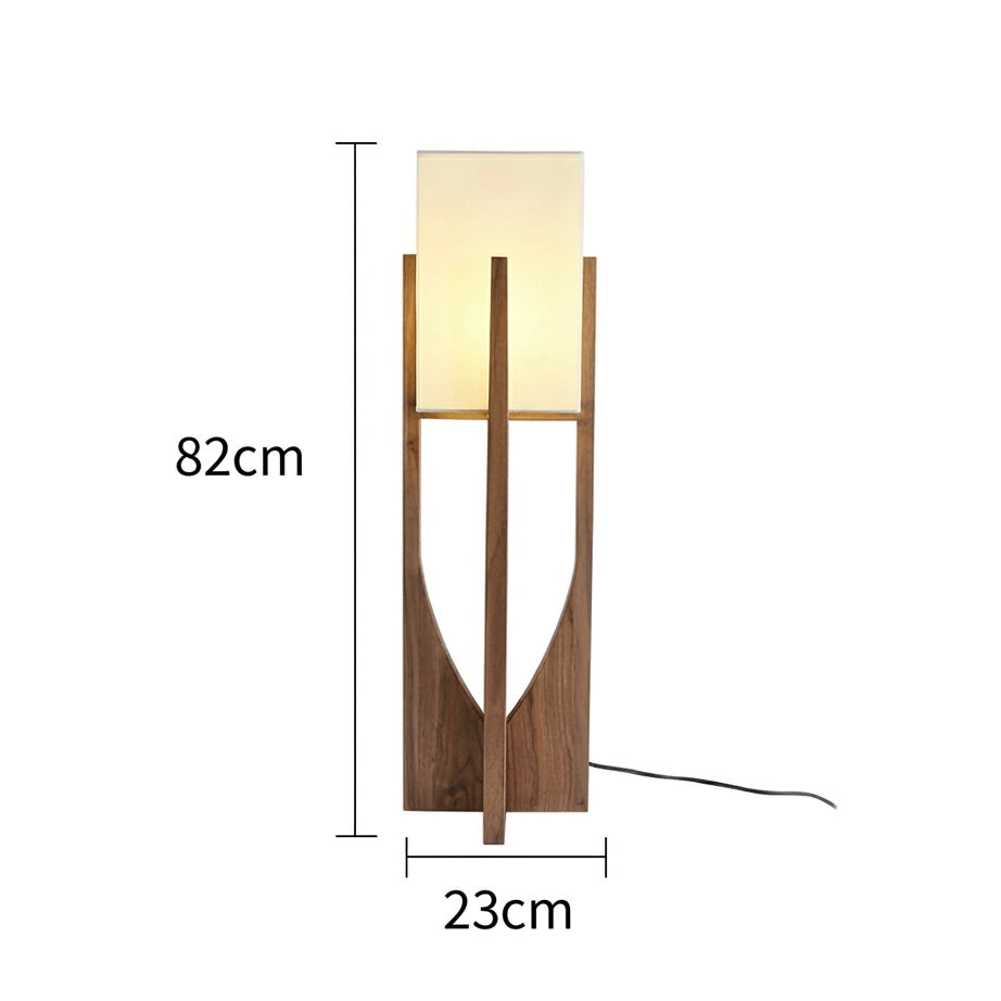 LED Floor Lamp with Bamboo and Wood | Chrome Finish | 53cm & 82cm