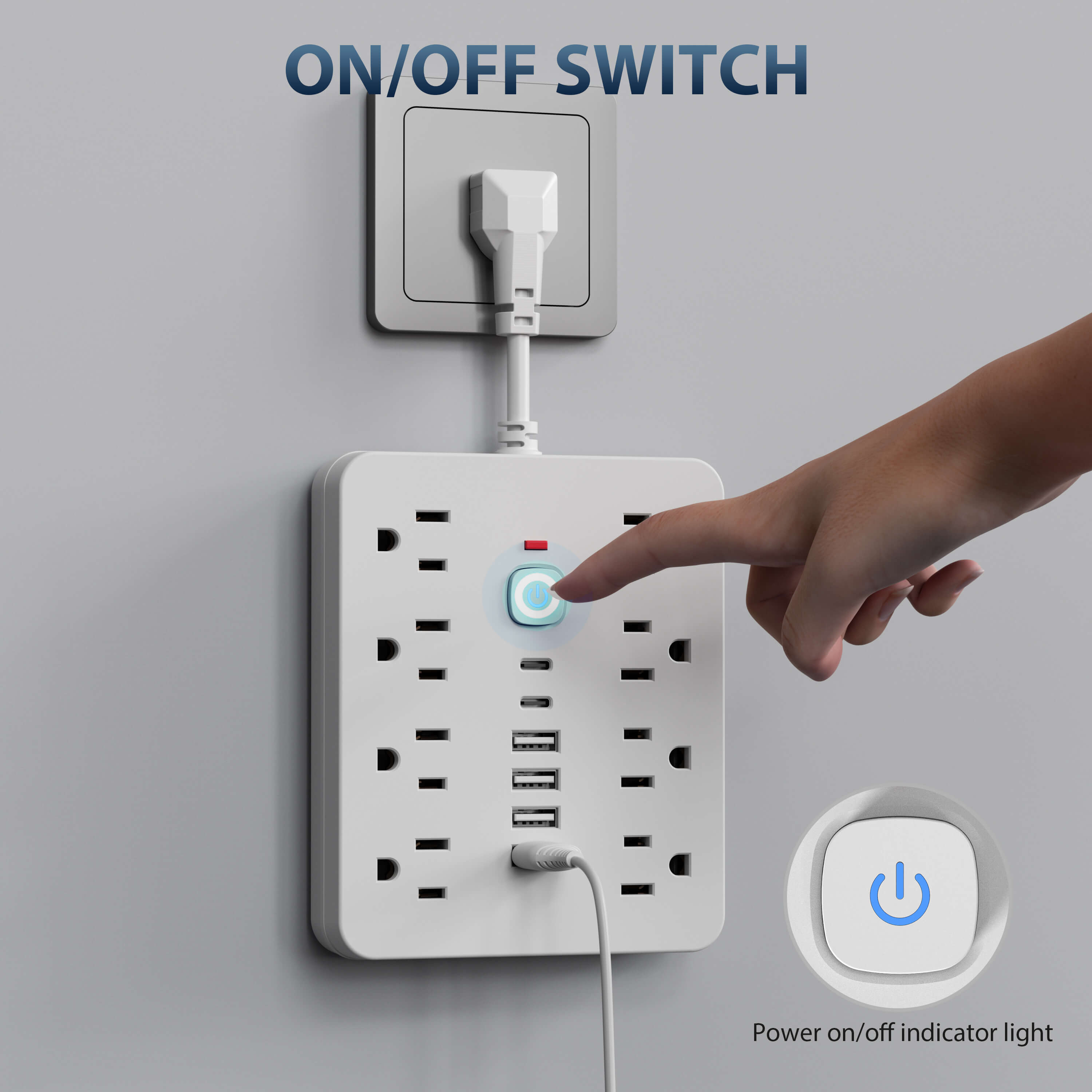 Surge Protected Power Strip with 14 Outlets