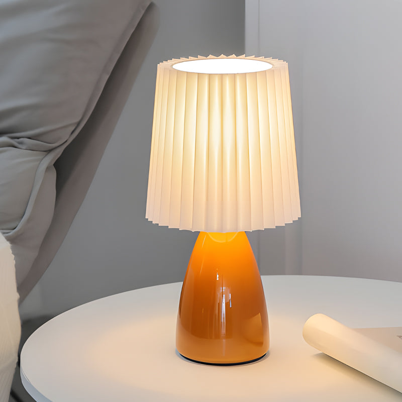12 inch Dimmable Pleated-Shade Glass Table Lamp