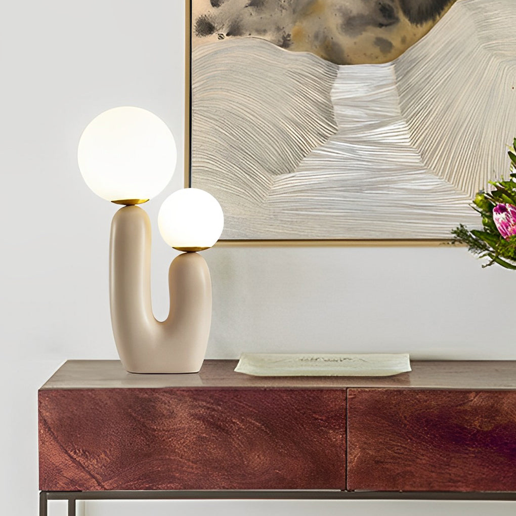 2-Light Modern Cactus Beige LED Accent Table Lamp