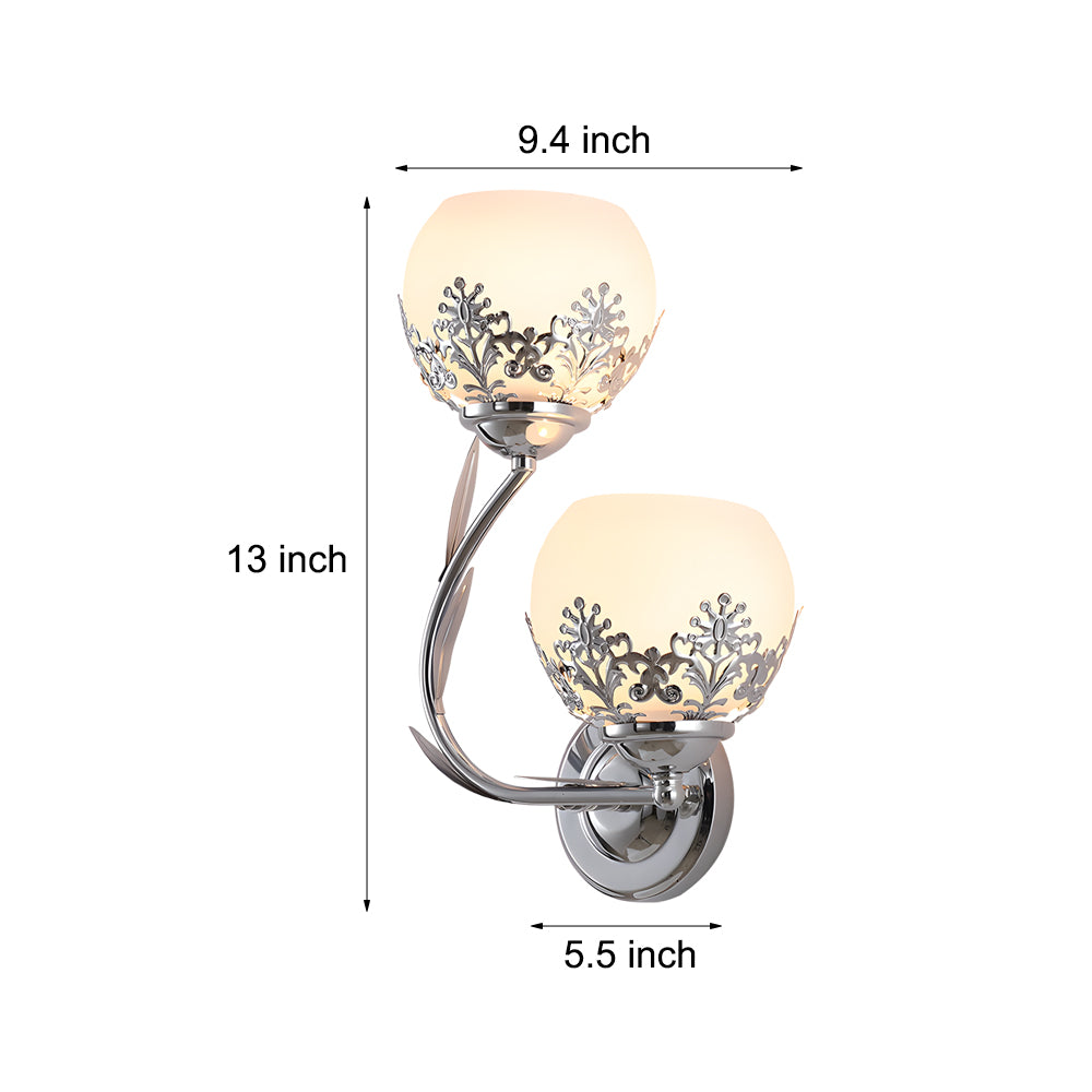 2-Light LED Glass Flower Wall Sconces - Simple European Style Lighting