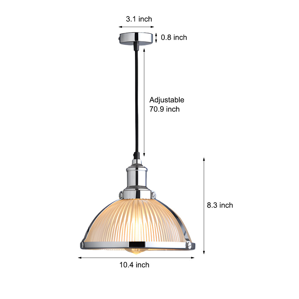 1-Light Retro Striped Glass Shade Tungsten Wire 40W Pendant Light