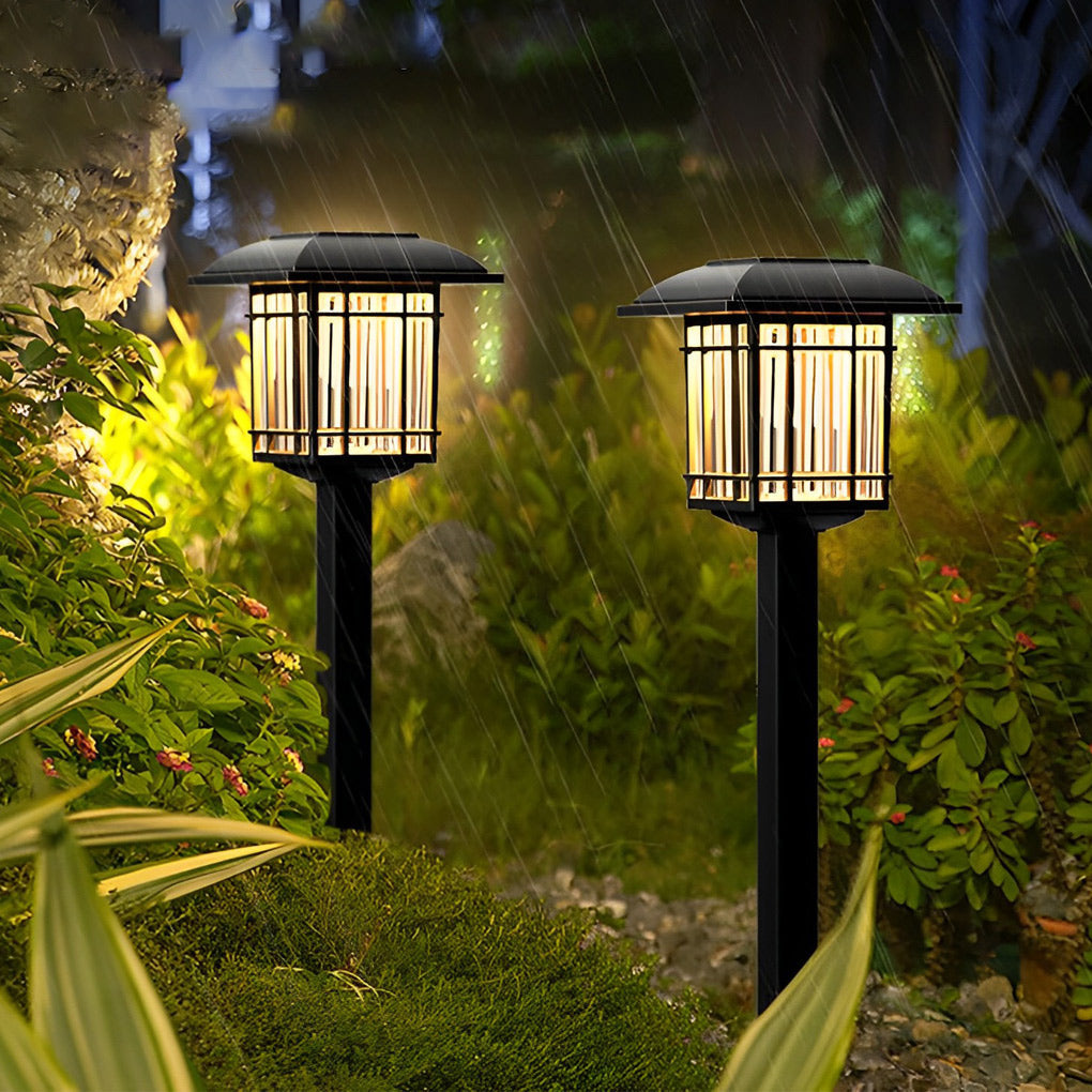 2PCS Black Vintage Square Waterproof Modern LED Solar Lawn Lights by Taavita
