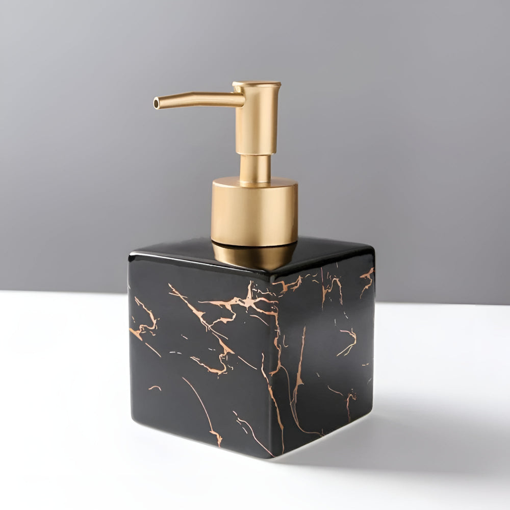 Sophisticated Marble-Inspired Soap Dispenser with Luxe Gold Pump