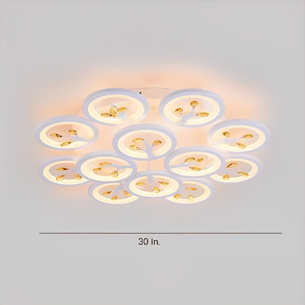 16-Light Flower Dimmable LED White Nordic Ceiling Flush Mount Lighting
