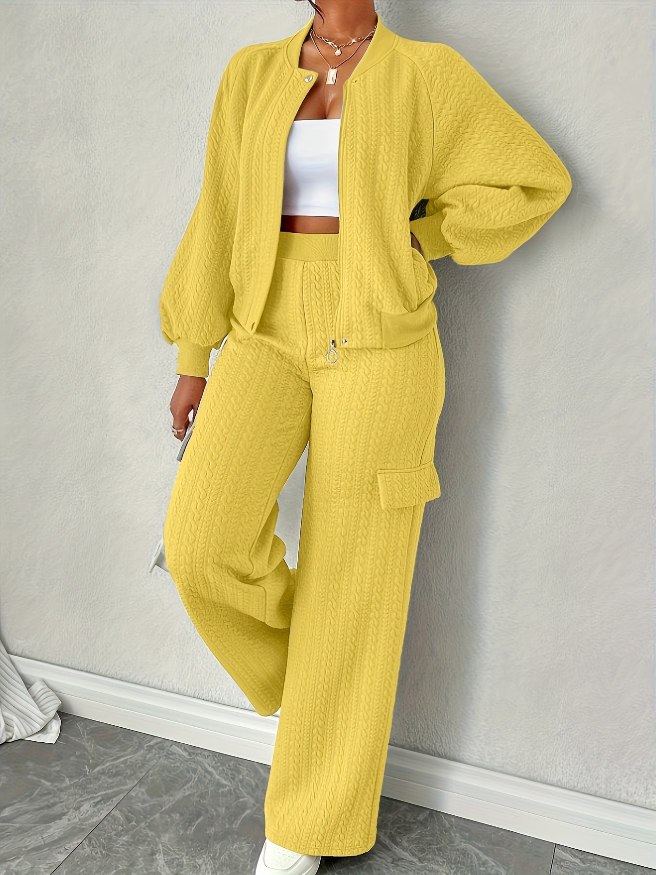 Women's Jacket and Pants Set | Stretchy Fit | Warm Fall Comfort | Polyester