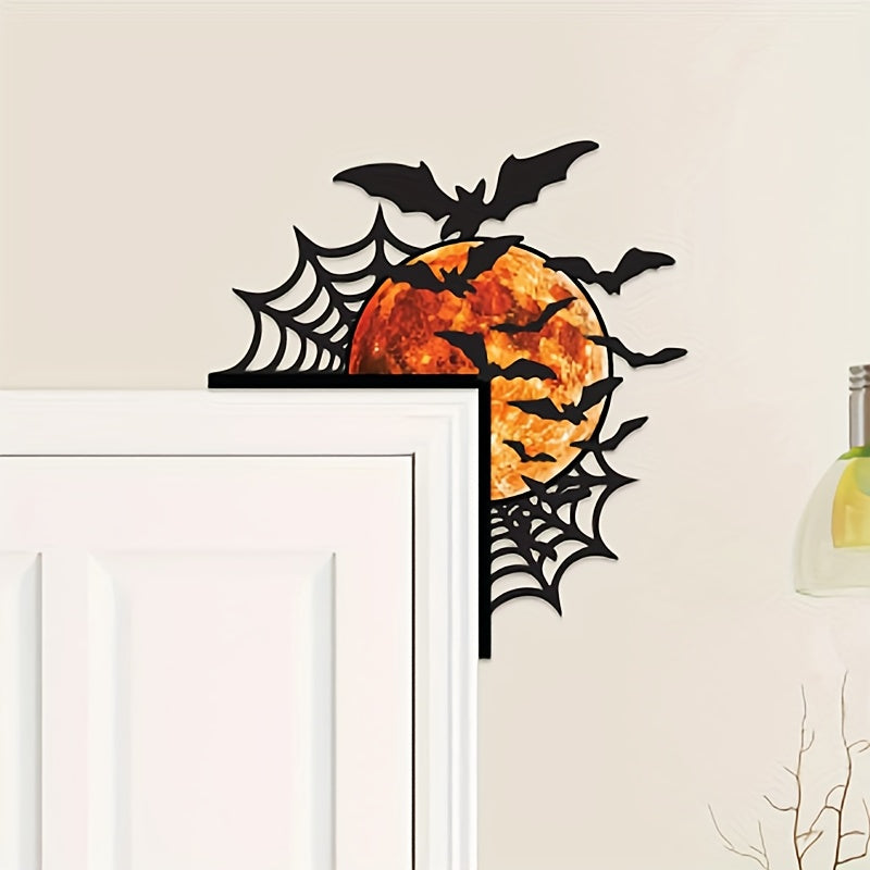 Halloween Metal Corner Decor with Spider Webs and Bats – Spooky Seasonal Accent
