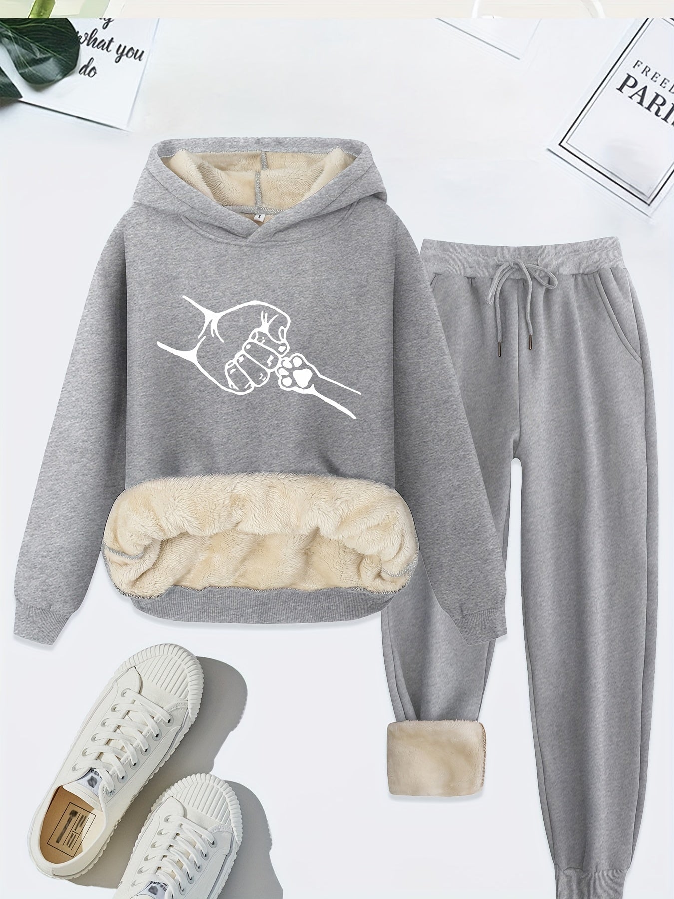 Women’s Hoodie Joggers Set | Fleece-Lined | Warm and Cozy Fit | Polyester