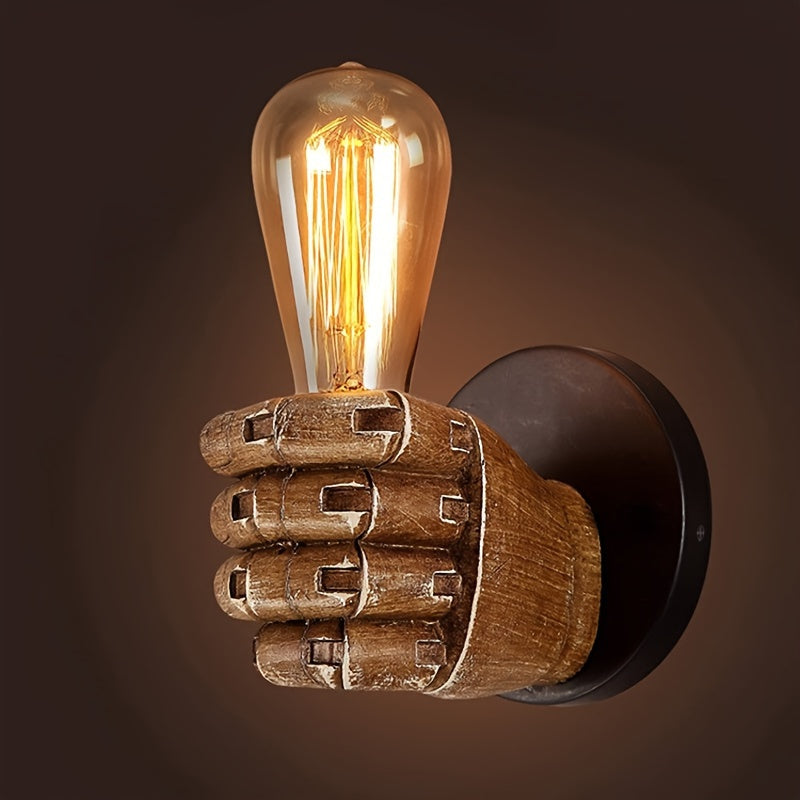 Sculptural Hand Design Wall Light with E26 Socket for Industrial Decor