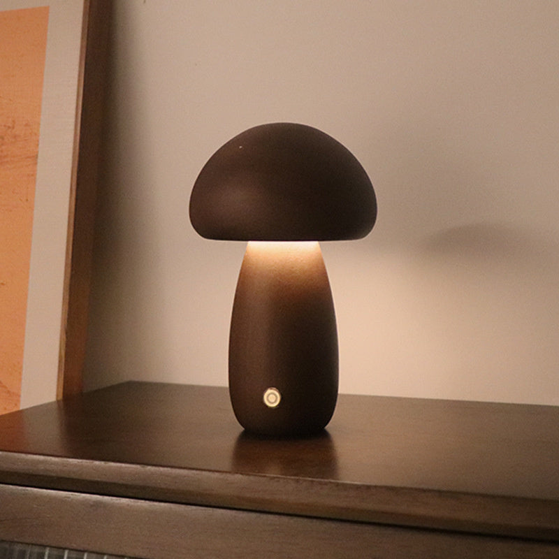 Taavita - LED Night Light Wooden Mushroom with Touch Sensor & Dimmable Brightness