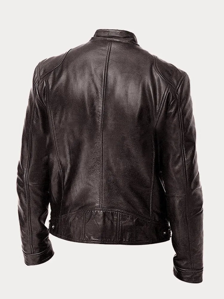 Men’s Leather Moto Jacket | Lined Interior & Adjustable Cuffs | Durable Genuine Leather | Versatile Casual & Semi-Formal Wear