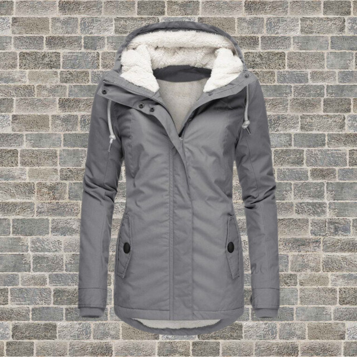Women’s Hooded Coat | Pleated Design with Lambskin Hood | Cotton Blend | Cozy Warmth