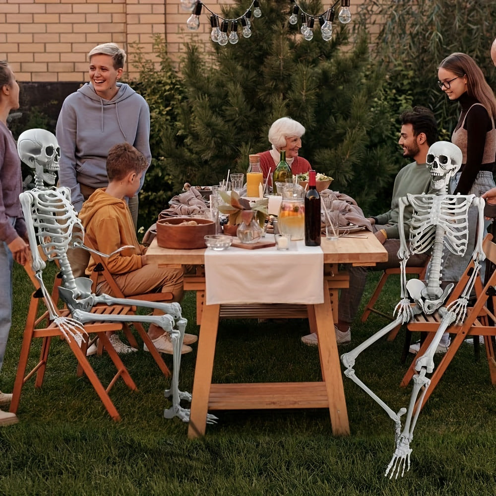 Oversized Halloween Skeleton Decoration with Poseable Joints for Haunted Houses