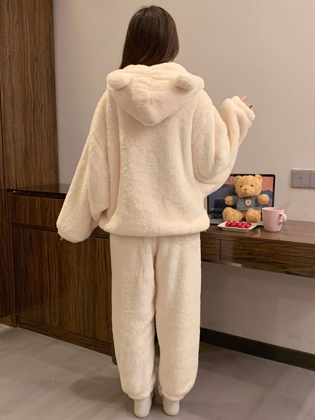 Women's Fleece Pajama Set | Hooded | Ultra Soft Warmth | Polyester