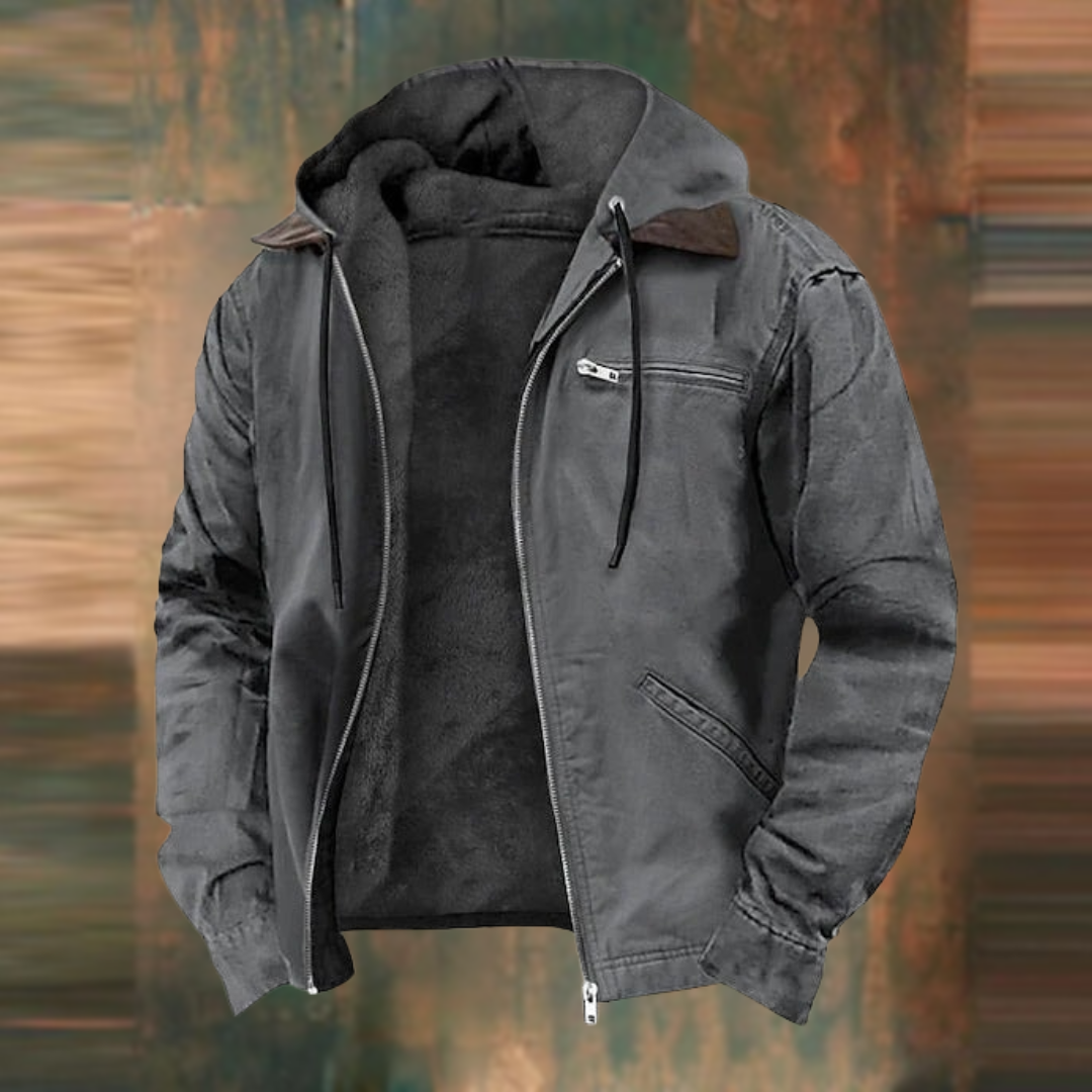 Men's Hooded Jacket | Slim Fit with Fleece Lining | Weather-Resistant Material | Lightweight Warmth
