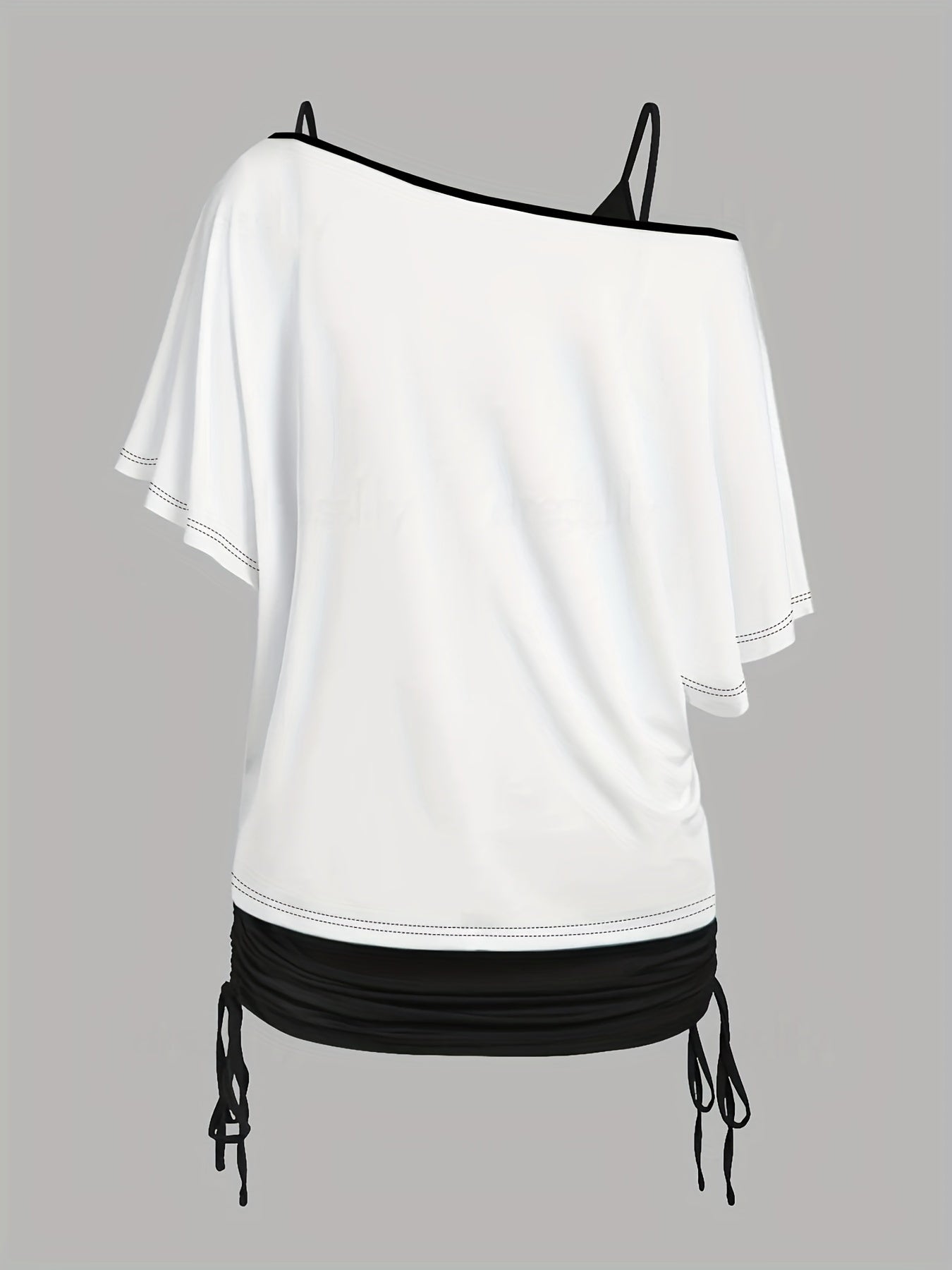 Women's Halloween Skull Print Two-Piece Set with Batwing Sleeves