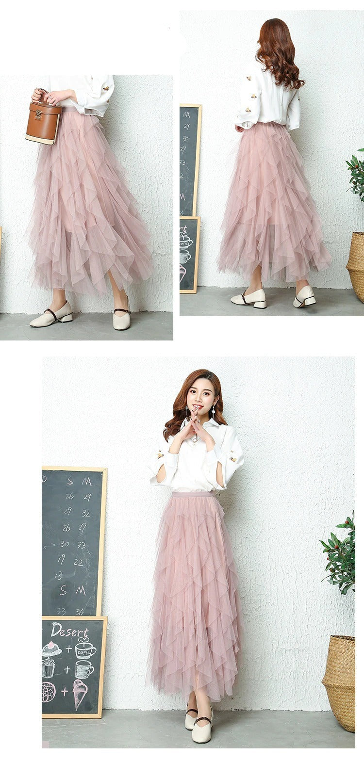 Women’s Skirt | Layered Pleated Tulle Midi | High-Waisted Knit | Comfortable Stylish Fit