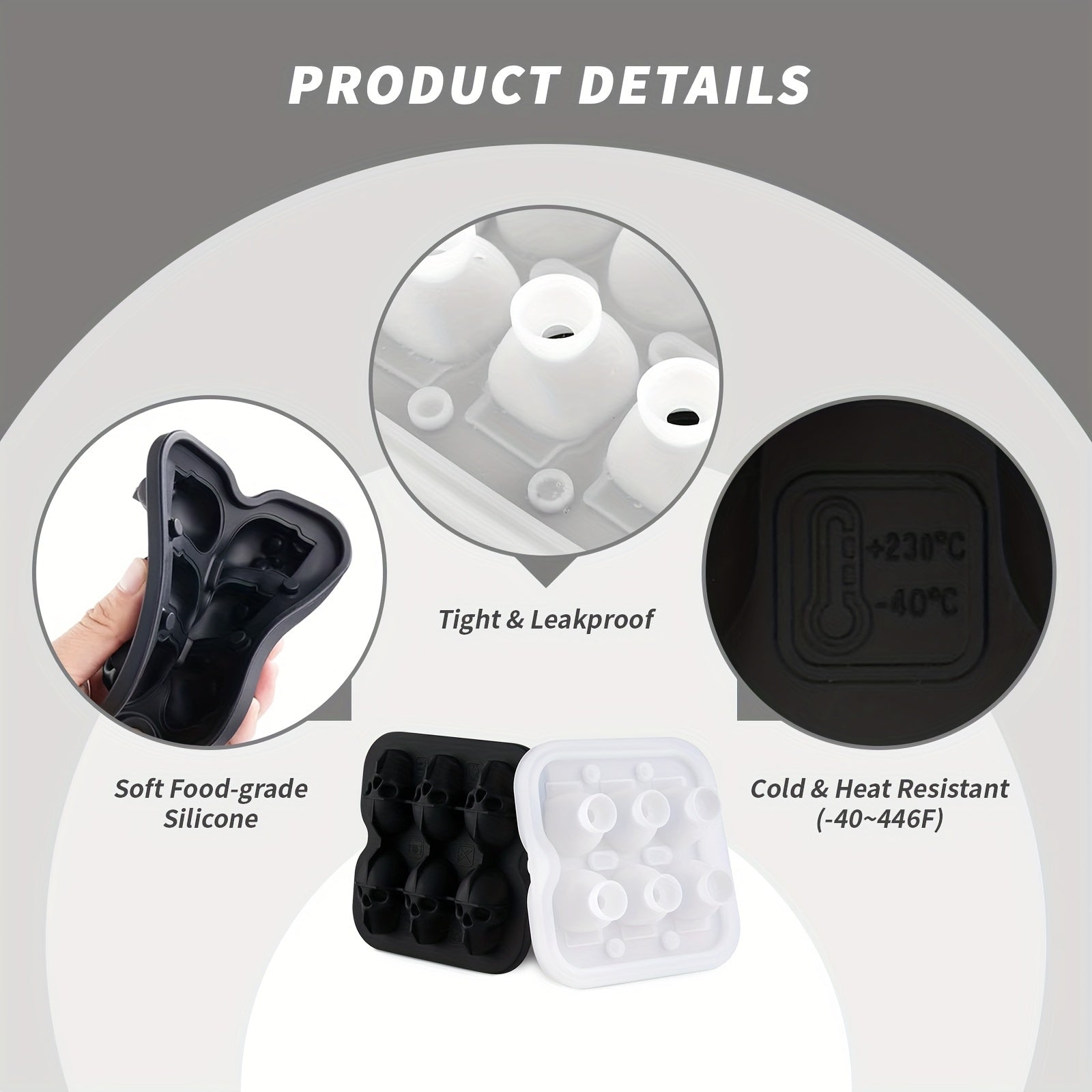 Skull Shaped Silicone Ice Cube Tray BPA-Free for Halloween Drinks