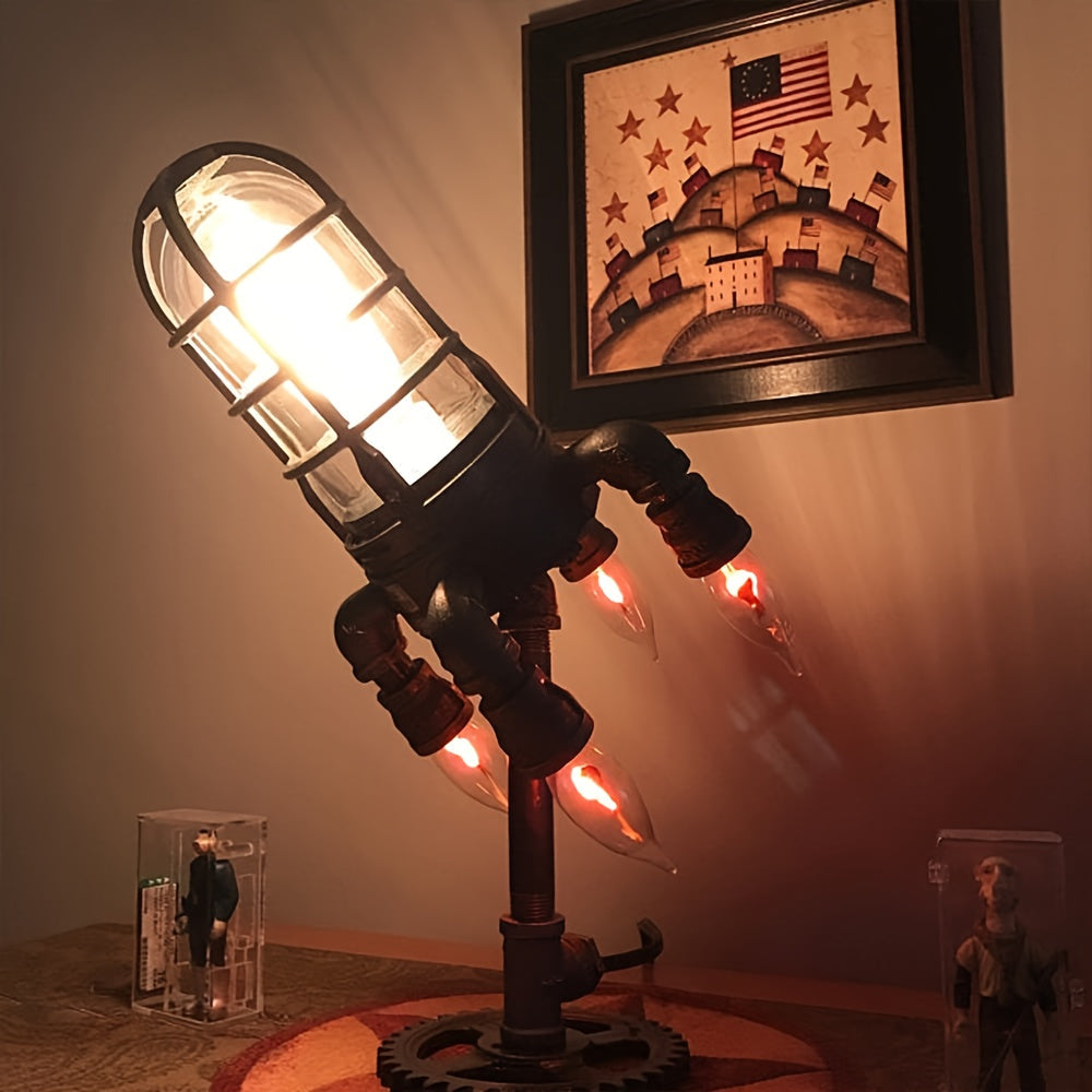 Vintage Industrial Flame Light – Remote-Controlled Table Lamp