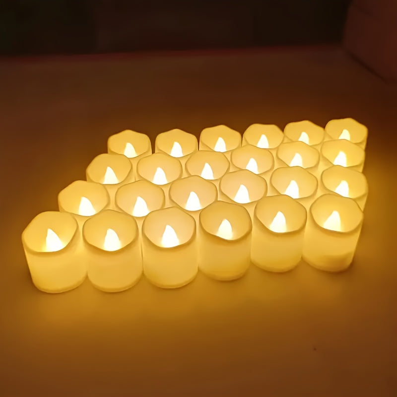 Set of 24 Flameless LED Tea Light Candles Safe Halloween Decor Glow