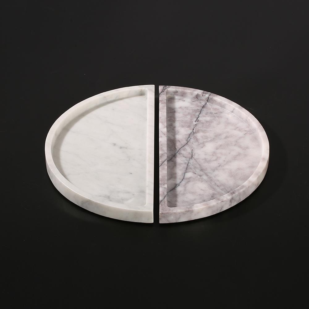 2 Piece Large Round Semicircle Fruit Tray Decor White Serving Tray