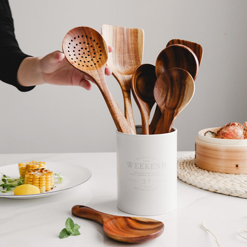 Eco-Friendly Teak Wood Culinary Tool Set for Modern Kitchens