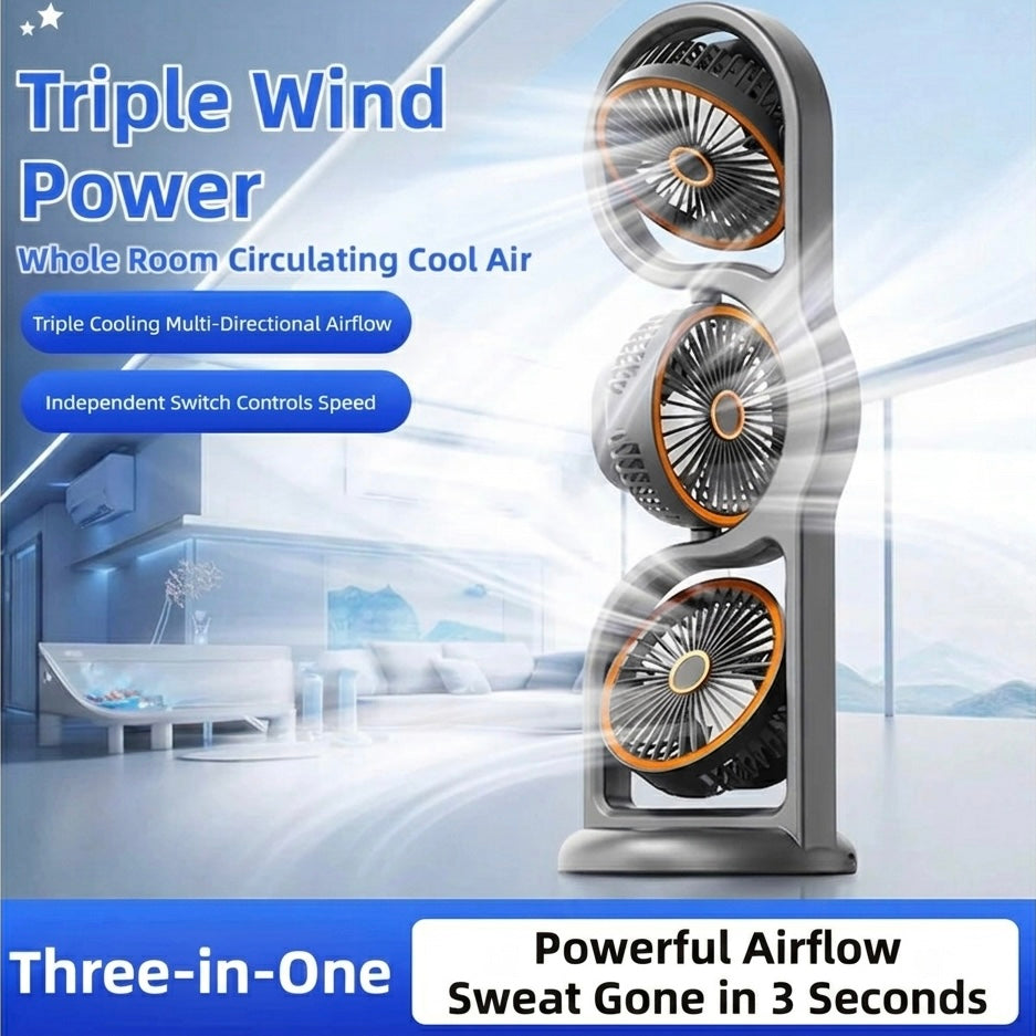 Compact Rechargeable Fan with USB – 360° Rotation and 5 Speed Levels