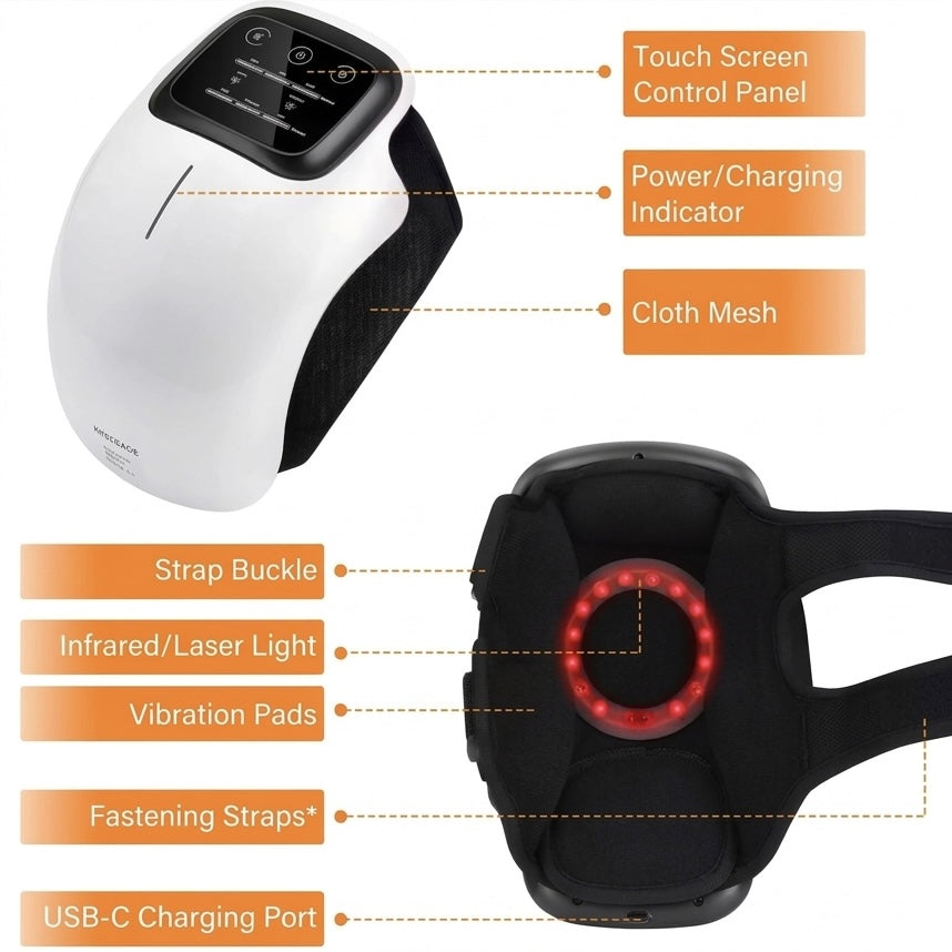 Portable Knee Massager with Heat and Red Light – USB Rechargeable Air Compression
