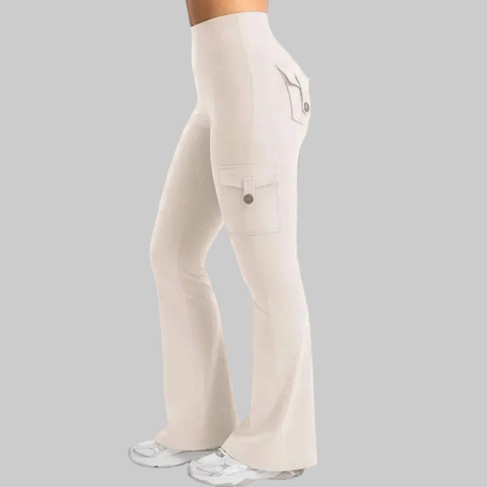 Chic Women's Flared Wide Leg Cargo Pants with High Waist