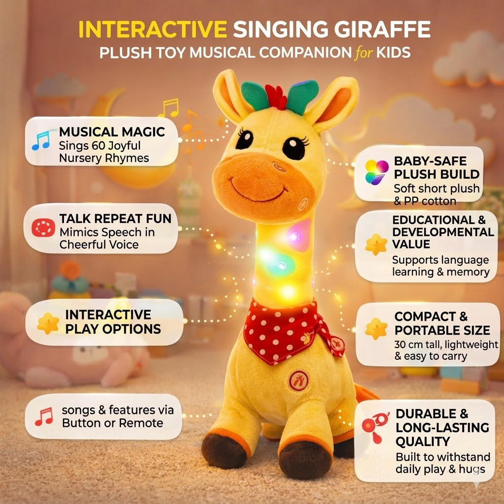 Cuddly Musical Giraffe Plush Toy for Kids
